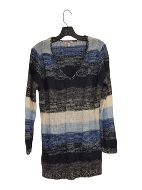BOGO Striped V-Neck Sweater Tunic in Navy, Blue & Cream